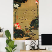 17. 蓮 遊 魚 図, 若 冲 met de Lotus, Jakuchüu Poster (Thuiskantoor)