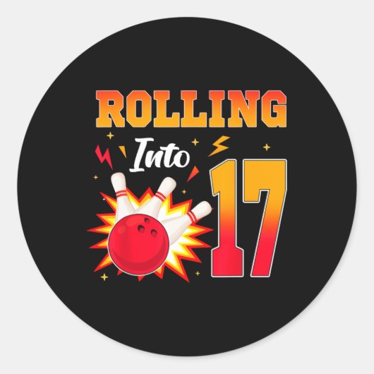 17 Bowling verjaardagsfeestje 17 jaar oud Ronde Sticker (Voorkant)
