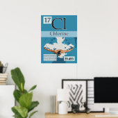 17. Chlorine (Cl) Periodieke tabel van de elemente Poster (Thuiskantoor)