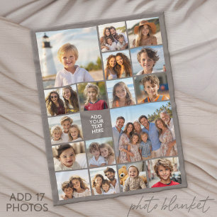 17 Foto Collage en Tekst - Kan worden bewerkt Zwar Fleece Deken