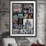 17 Foto collage en tekst - Kan zwart bewerken Poster<br><div class="desc">Een ontwerp met een zwarte basisachtergrond. Gebruik maximaal 17 vierkante foto's om een uniek en persoonlijk cadeau te creëer. Als u de afbeeldingen moet aanpassen,  klik op het aanpassingshulpmiddel om veranderingen aan te brengen.</div>