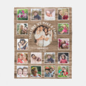 17 Foto Collage Familienaam Quote Rustic Wood Fleece Deken (Voorkant)