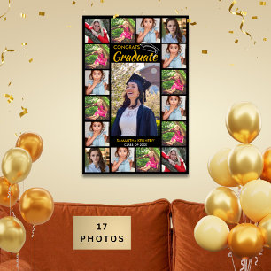17 Foto Collage Gefeliciteerd Geslaagd Zwart En Go Poster