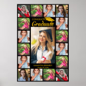 17 Fotocollage Congrats Afstudeerder zwart en goud Poster (Voorkant)