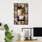 17 Fotocollage Congrats Afstudeerder zwart en goud Poster (Thuiskantoor)