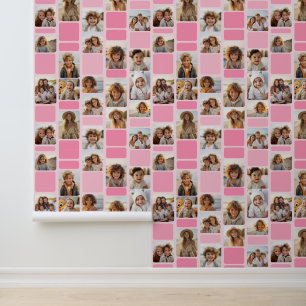 17 Fotocollage met Mod Pattern - tinten roze Behang
