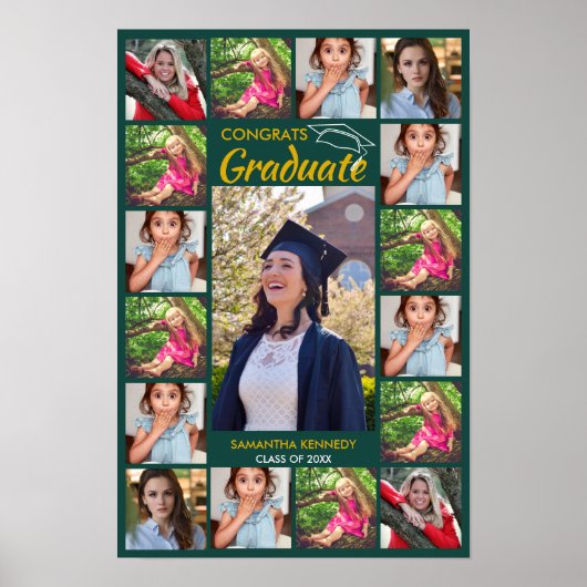 17 Fotocollage Sjabloon Congrats Afstudeerder 20XX Poster (Voorkant)