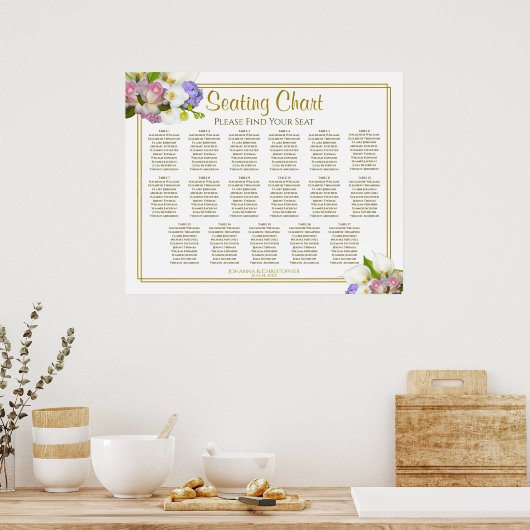 17 Grafiek Floral Pastel Poster (Keuken)