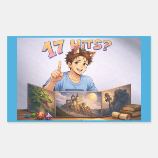 17 HITS? Funny RPG Anime T-Shirt | Dungeon Master  Rechthoekige Sticker