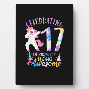 17 jaar awesome Unicorn 17e verjaardag vieren Fotoplaat