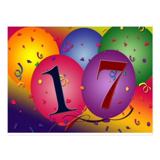  17  jaar  De Ballons van de verjaardag Briefkaart Zazzle