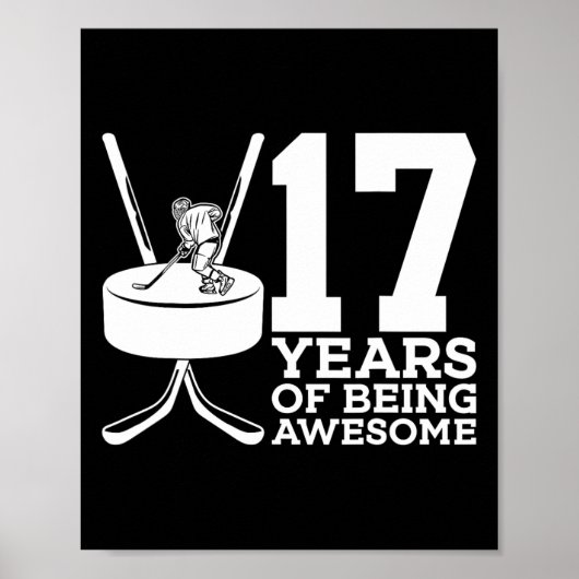 17 JAAR GEWELDIGE IJSHOCKEY 17E VERJAARDAG POSTER (Voorkant)