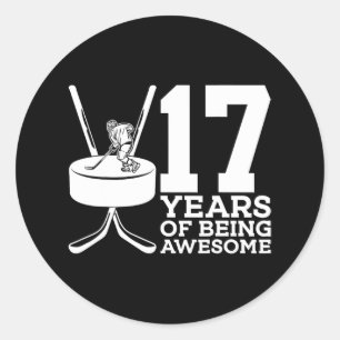 17 JAAR GEWELDIGE IJSHOCKEY 17E VERJAARDAG RONDE STICKER