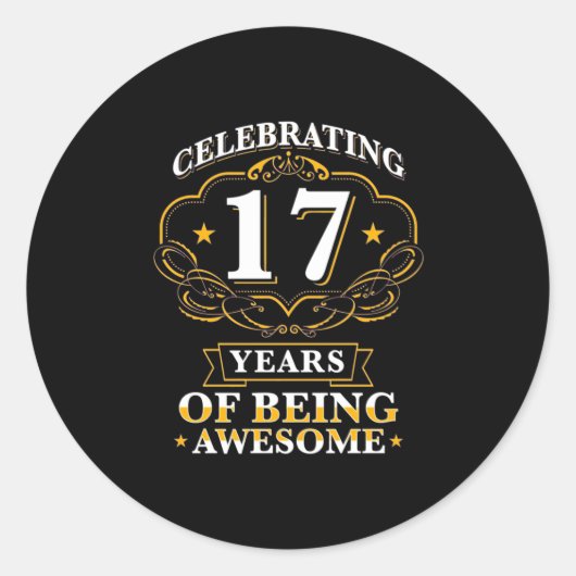 17 jaar Geweldige vieren Ronde Sticker (Voorkant)