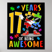 17 jaar Geweldige zijn Verjaardag Dabbing Autisme Poster (Voorkant)
