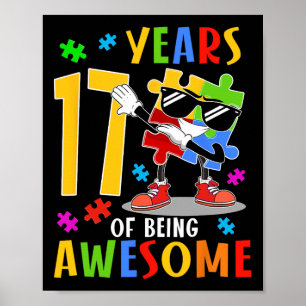 17 jaar Geweldige zijn Verjaardag Dabbing Autisme Poster