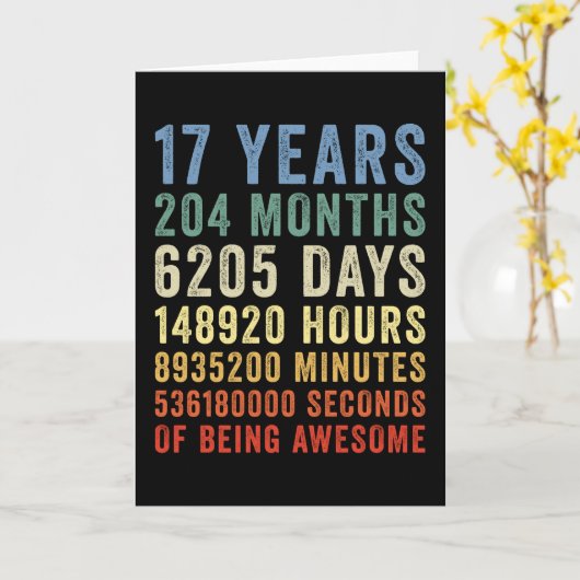 17 jaar lang supercool verjaardagsfeest kaart (Gele Bloem)