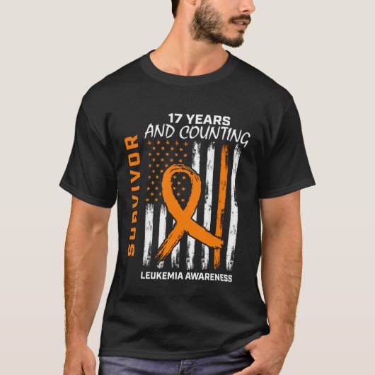 17 Jaar Leukemie Overlevende Mannen Vrouwen USA Aw T-shirt (Voorkant)