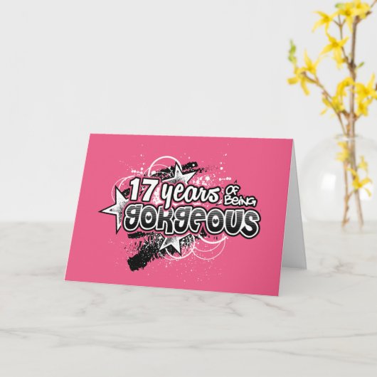 17 jaar mooi zijn (17e verjaardag) kaart (Gele Bloem)