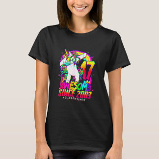 17 Jaar oud 17 in quarantaine eenhoorn dabbing 17e T-shirt