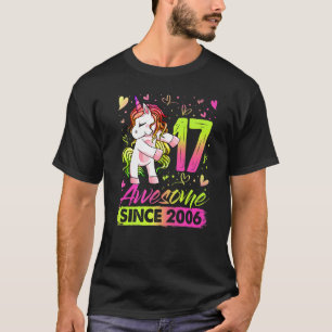 17 jaar oud Flossing Unicorn 17e verjaardag meisje T-shirt