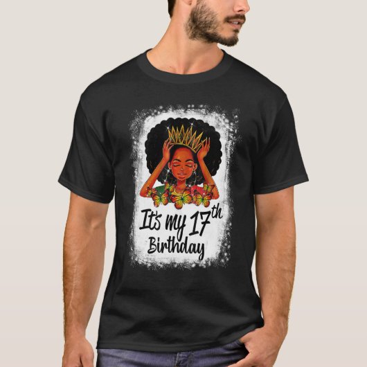17 jaar oud zwart Melanin, meisje, mijn 17e T-shirt (Voorkant)