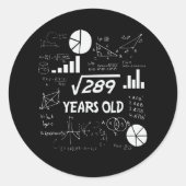 17 jaar oude Bday Geeky Wiskunde 17e verjaardagsca Ronde Sticker (Voorkant)