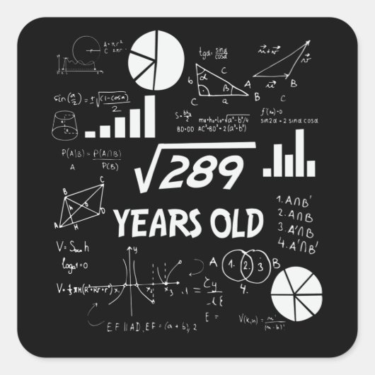 17 jaar oude Bday Geeky Wiskunde 17e verjaardagsca Vierkante Sticker (Voorkant)