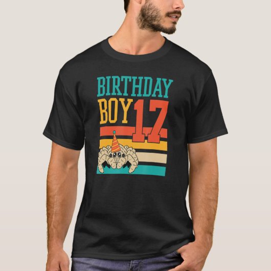 17 jaar oude Cute Jumping Spider Birthday Boy Part T-shirt (Voorkant)