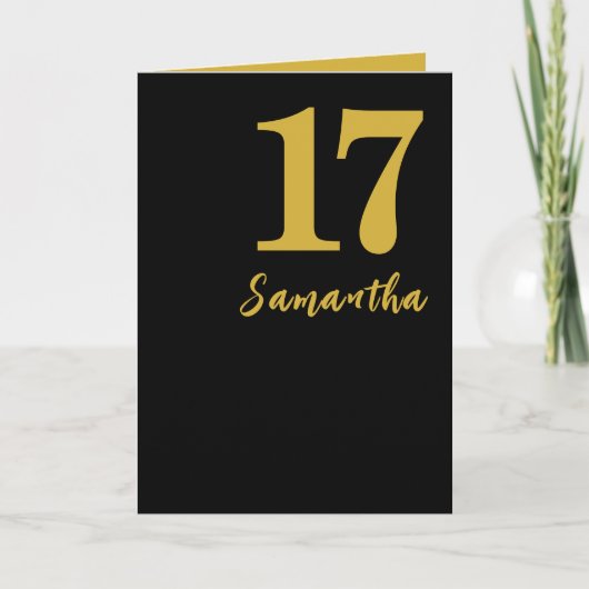 17 jaar oude Kaart, zwart en goud Aankondiging (Voorkant)