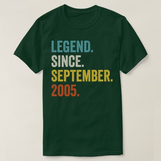 17 jaar oude leggende sinds september 2005 17e geb t-shirt (Design voorkant)