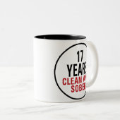17 jaar schoon en nuchter tweekleurige koffiemok (Voorkant rechts)