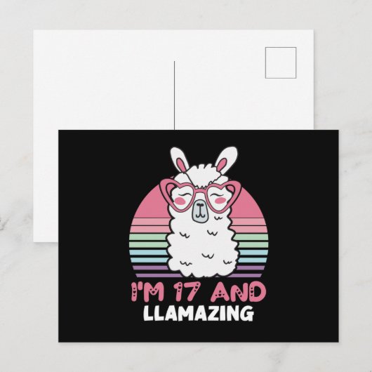 17 jaar verjaardag Llamazing 17e verjaardag Lama Briefkaart (Voorkant / Achterkant)