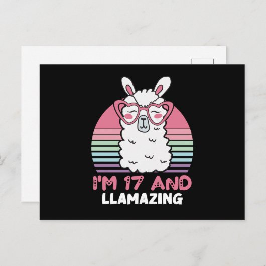 17 jaar verjaardag Llamazing 17e verjaardag Llama Briefkaart (Voorkant / Achterkant)
