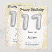 17-jarige Happy Birthday-kaart (Voorkant / Achterkant)