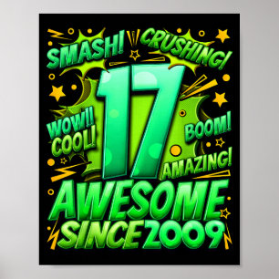 17-jarige voor jongens 17e verjaardag jongen 17-ja poster