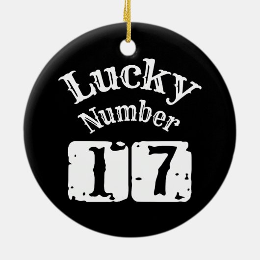 17 - Lucky Number 17 Luck Keramisch Ornament (Achterkant)