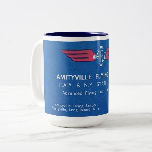 17 Oz-Mok met Amityville Flying Service Tweekleurige Koffiemok (Voorkant links)