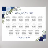 17 Tabel Blauwe Boho Floral Wedding Seating Chart