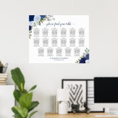 17 Tabel Blauwe Boho Floral Wedding Seating Chart Poster (Thuiskantoor)