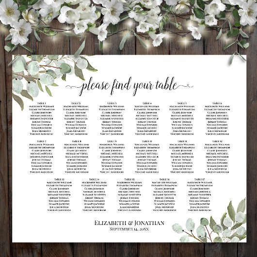 17 Tabel Eucalyptus Greenery Wedding Seating Chart Poster