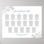 17 Tabel Frilly White Wedding Seating Chart Blauwg Poster (Voorkant)