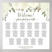 17 Tabel Ivoor White Floral Wedding Seating Chart Poster (Voorkant)