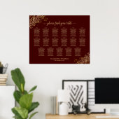 17 Tabel Lacy Gold Auburn Wedding Seating Chart Poster (Thuiskantoor)