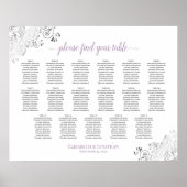 17 Tabel Lacy White Wedding Seating Chart Lavender Poster (Voorkant)
