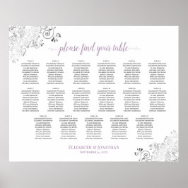 17 Tabel Lacy White Wedding Seating Chart Lavender Poster