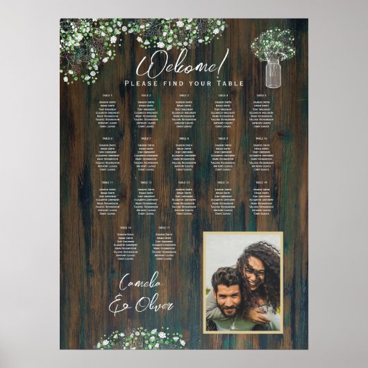 17 Tabel Rustisch hout Gypsophila FOTO-SEIEREND sc Poster (Voorkant)