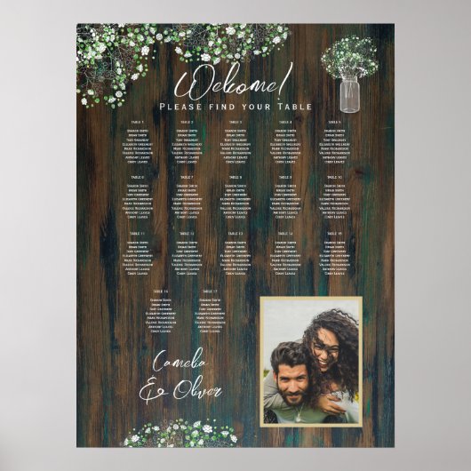 17 Tabel Rustisch hout Gypsophila FOTO-ZITTING Poster (Voorkant)