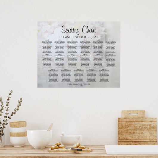 17 Tabel White Reflections Wedding Seating Chart Poster (Keuken)