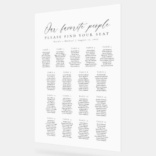 17 Tables Favorite People Acrylic Seating Chart Acryl Bord (Hoek)